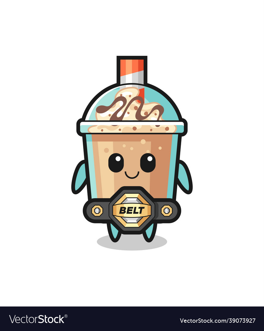 Mma fighter milkshake mascot with a belt