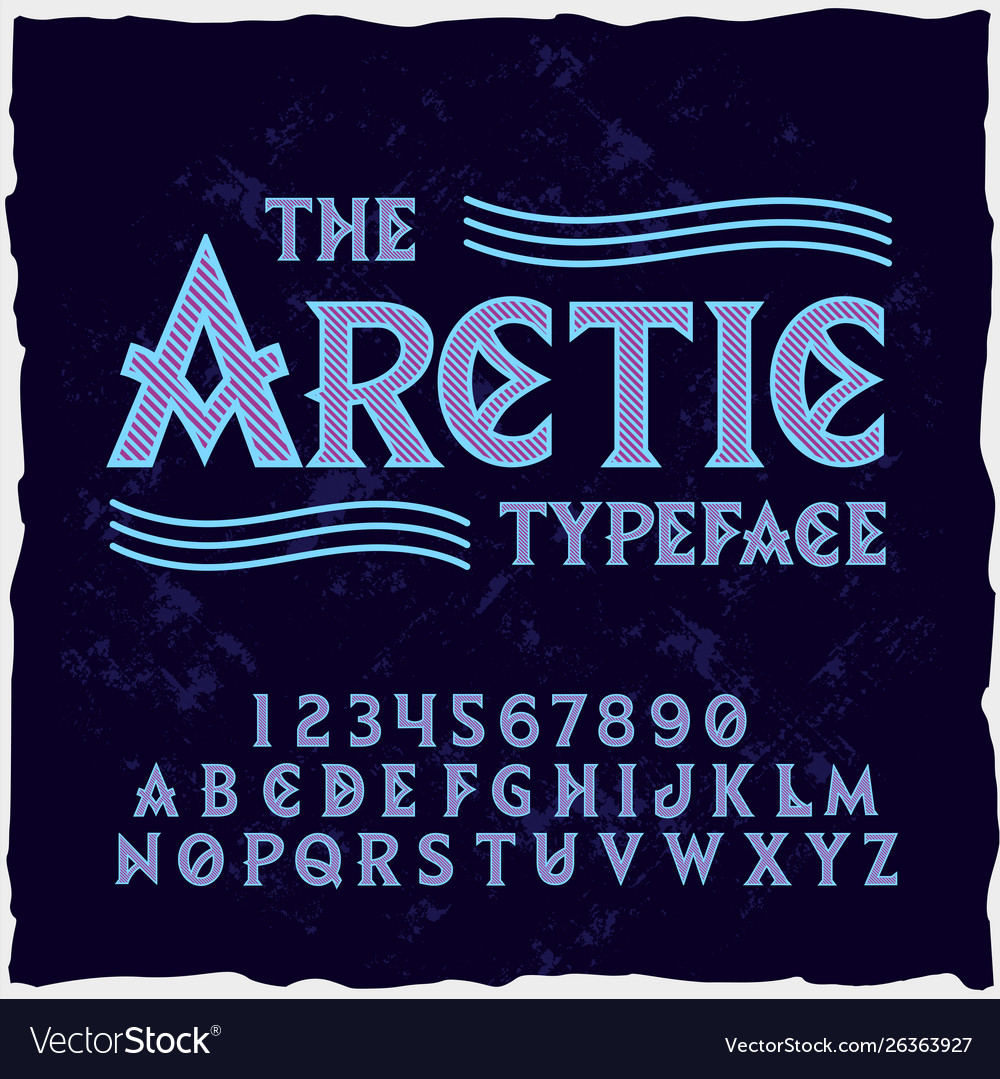 Original label typeface named arctic Royalty Free Vector