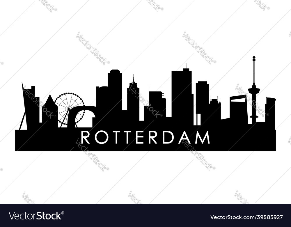 Rotterdam Skyline Silhouette Black City Royalty Free Vector 6047