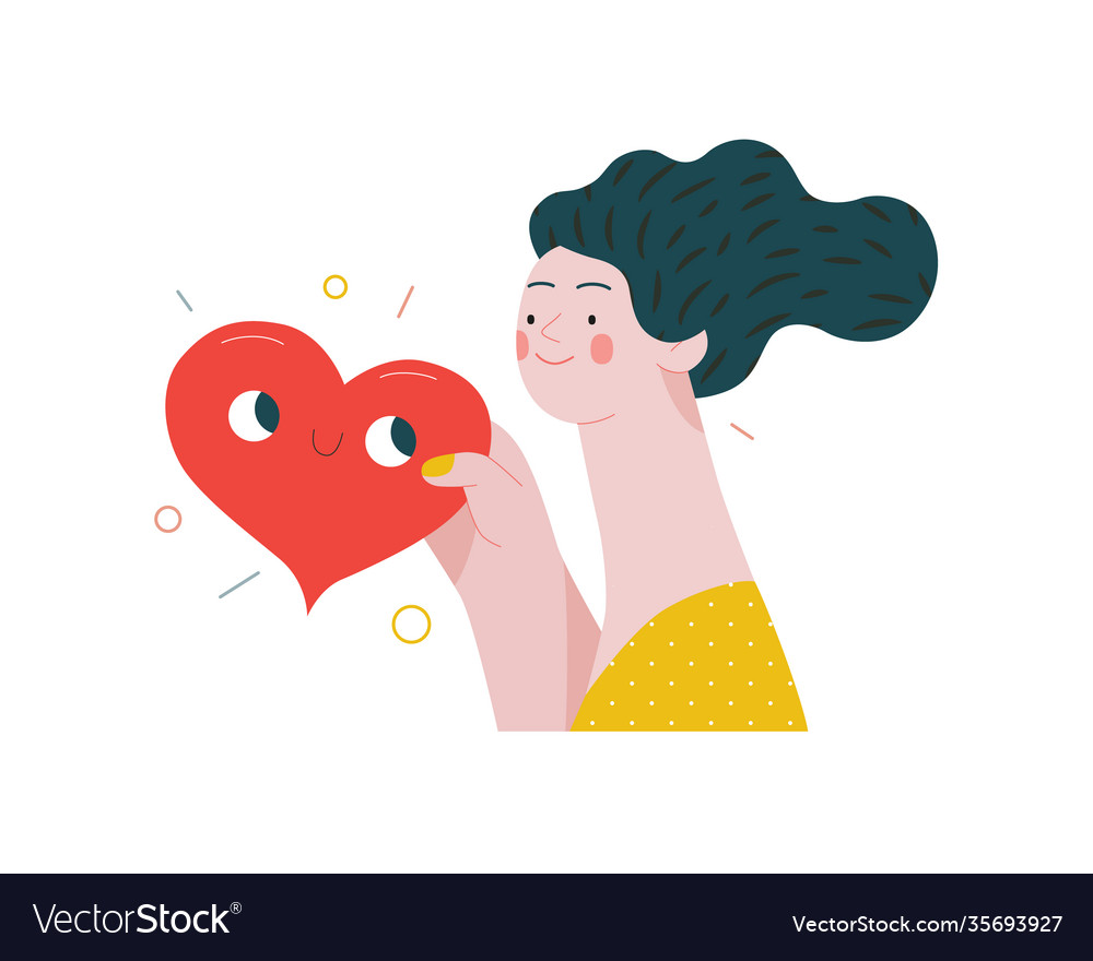 Woman giving a heart - valentine graphics Vector Image