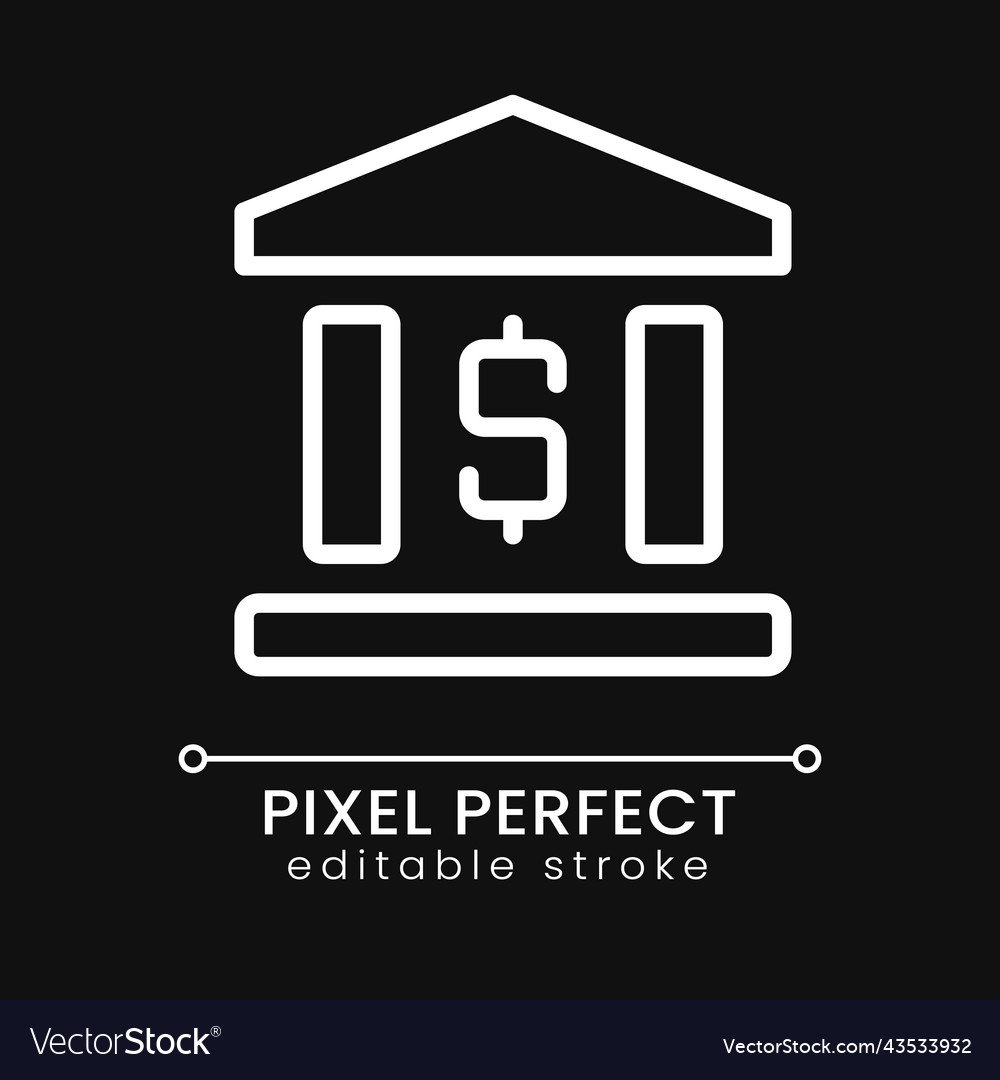 Bank-Gebäude Pixel perfekte weiße lineare Ikone