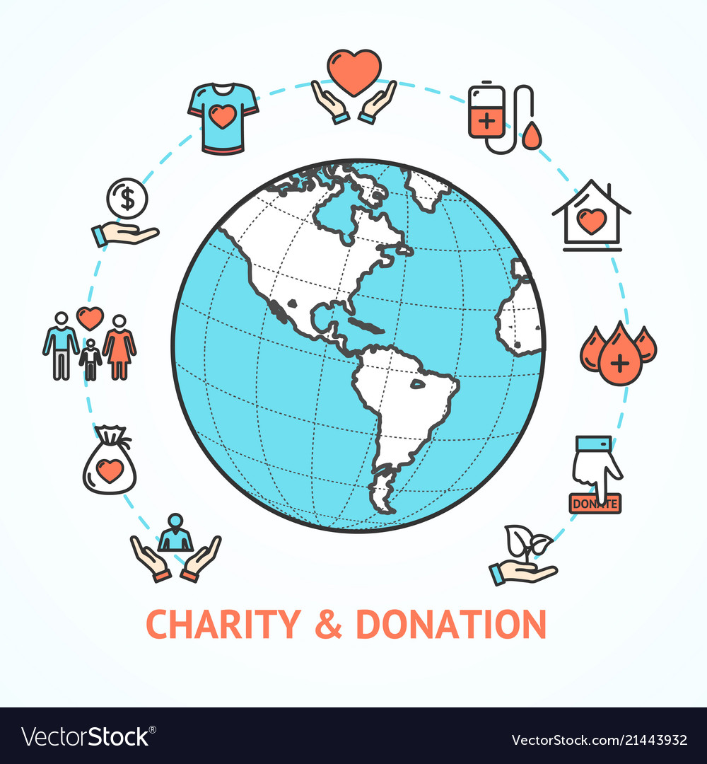 charity donation with map globe royalty free vector image