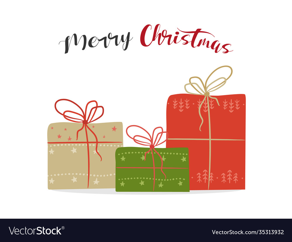 Christmas gifts in doodle hand drawn style Vector Image