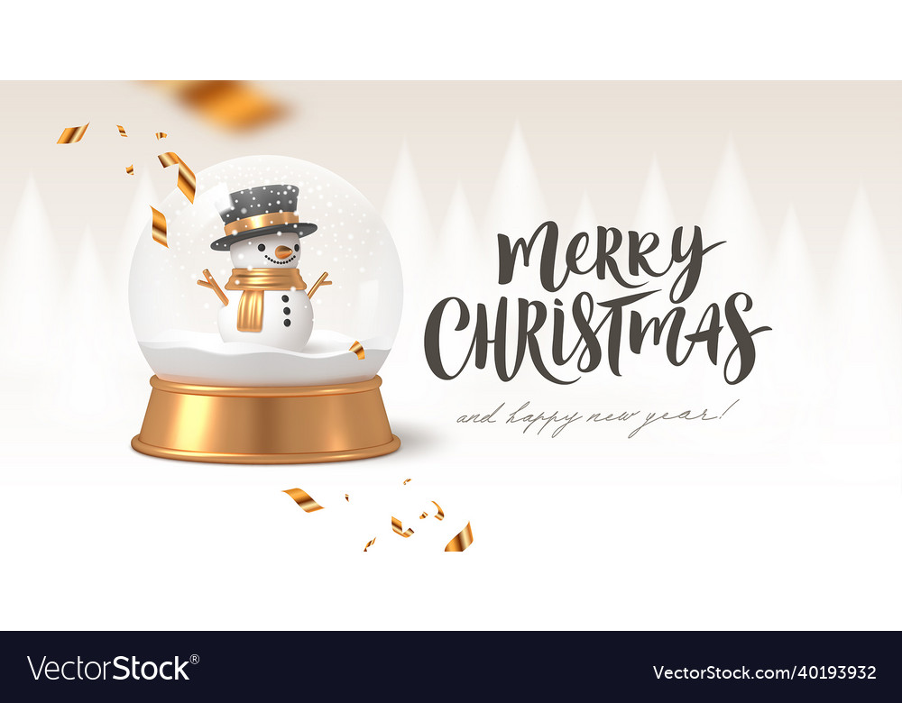 Christmas greeting card with snow globe vector image Christmas greeting card with snow globe
