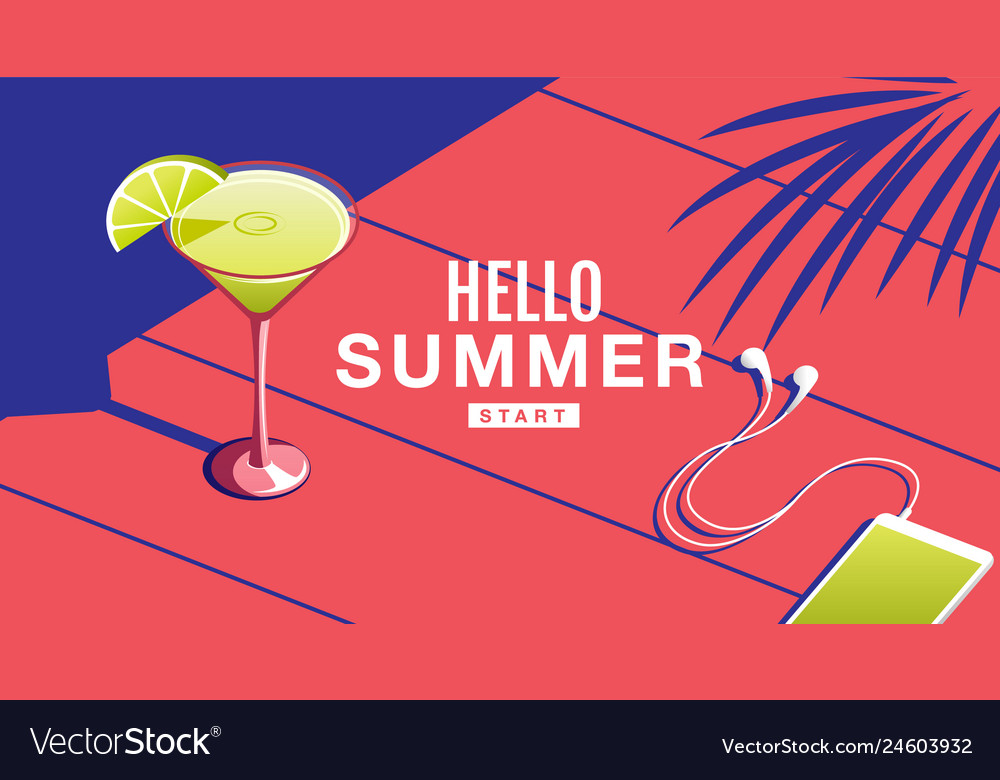 Summer Holiday Poster Cocktail Banner Royalty Free Vector