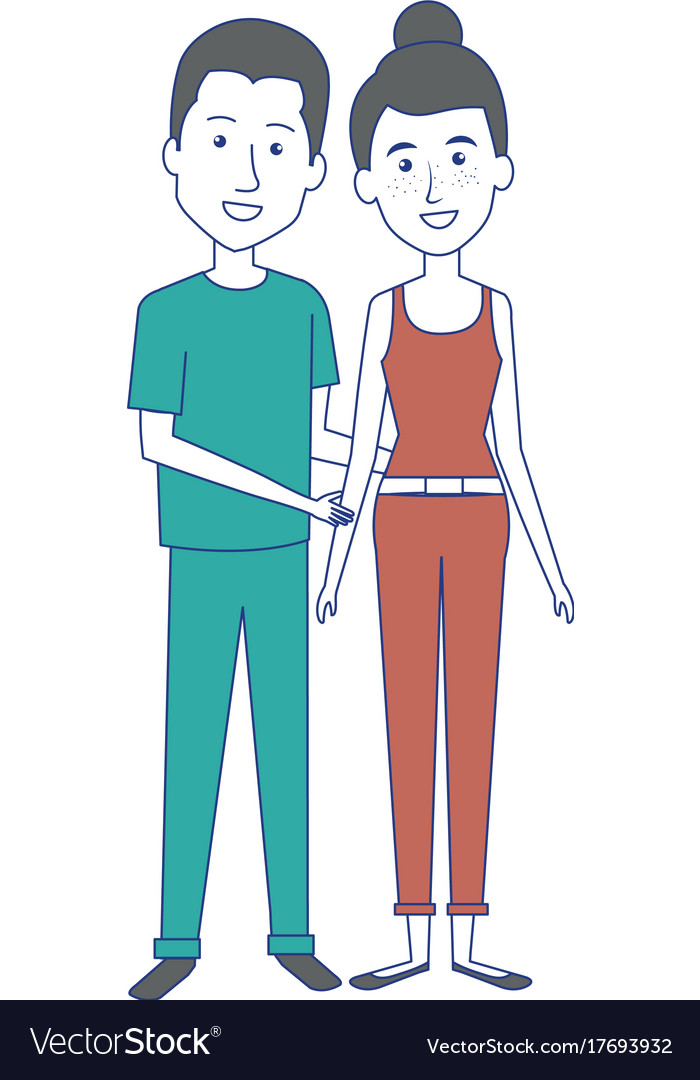 Young couple standing avatars Royalty Free Vector Image