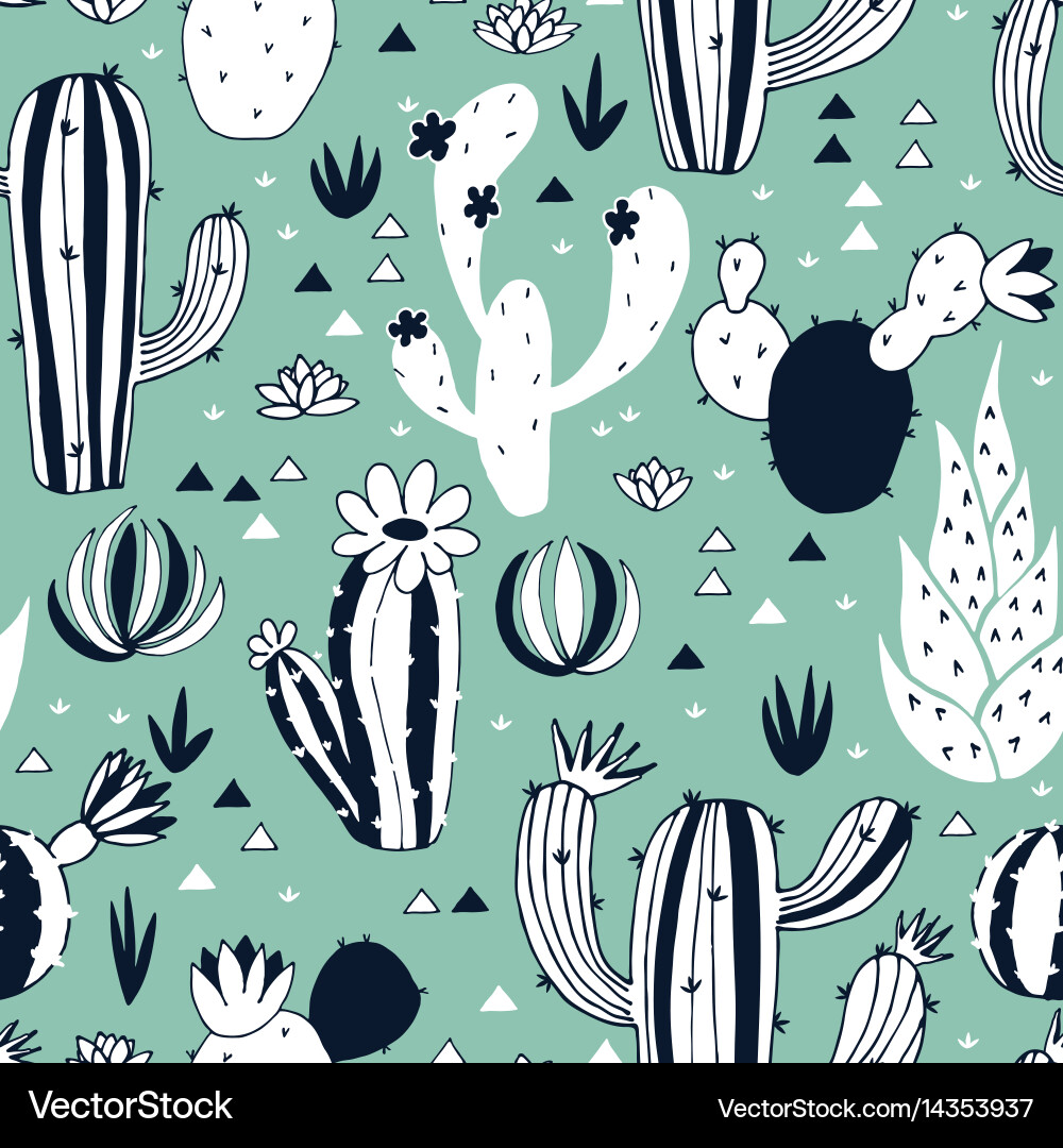 Cactus seamless pattern Royalty Free Vector Image