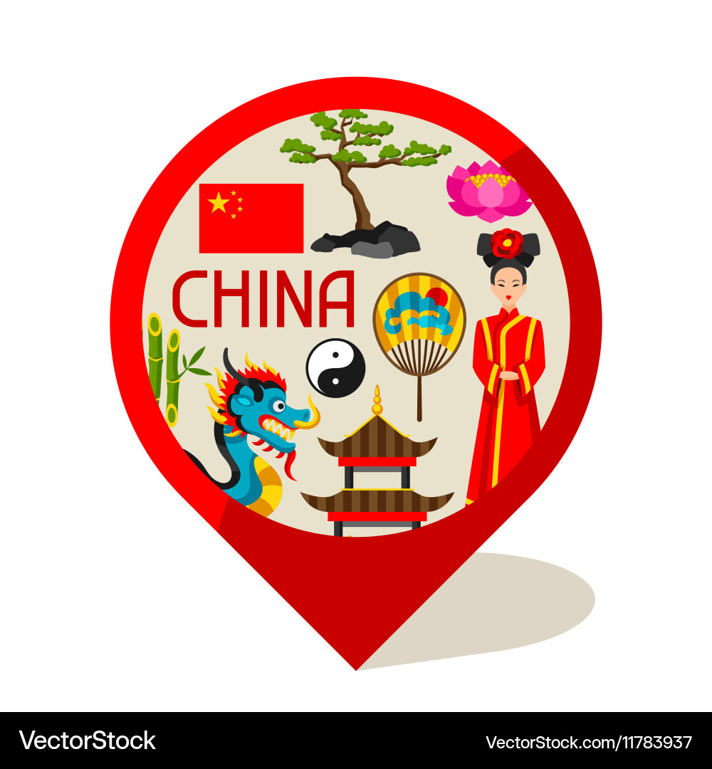 China Marker Design chinesische Symbole und Objekte