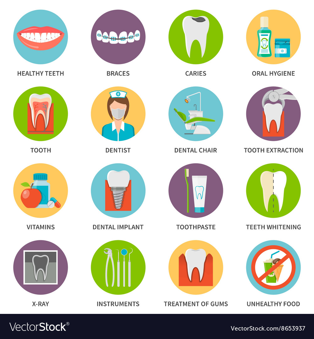 Dental Care Icons Set Royalty Free Vector Image