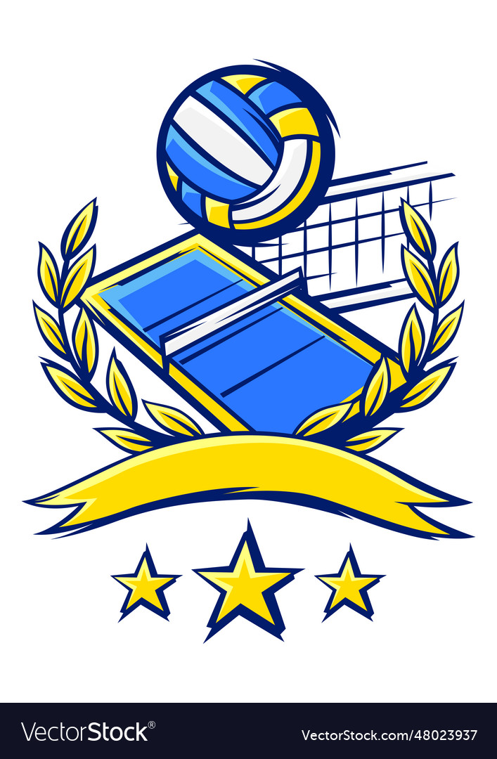 Emblem with volleyball symbols sport club label Vector Image