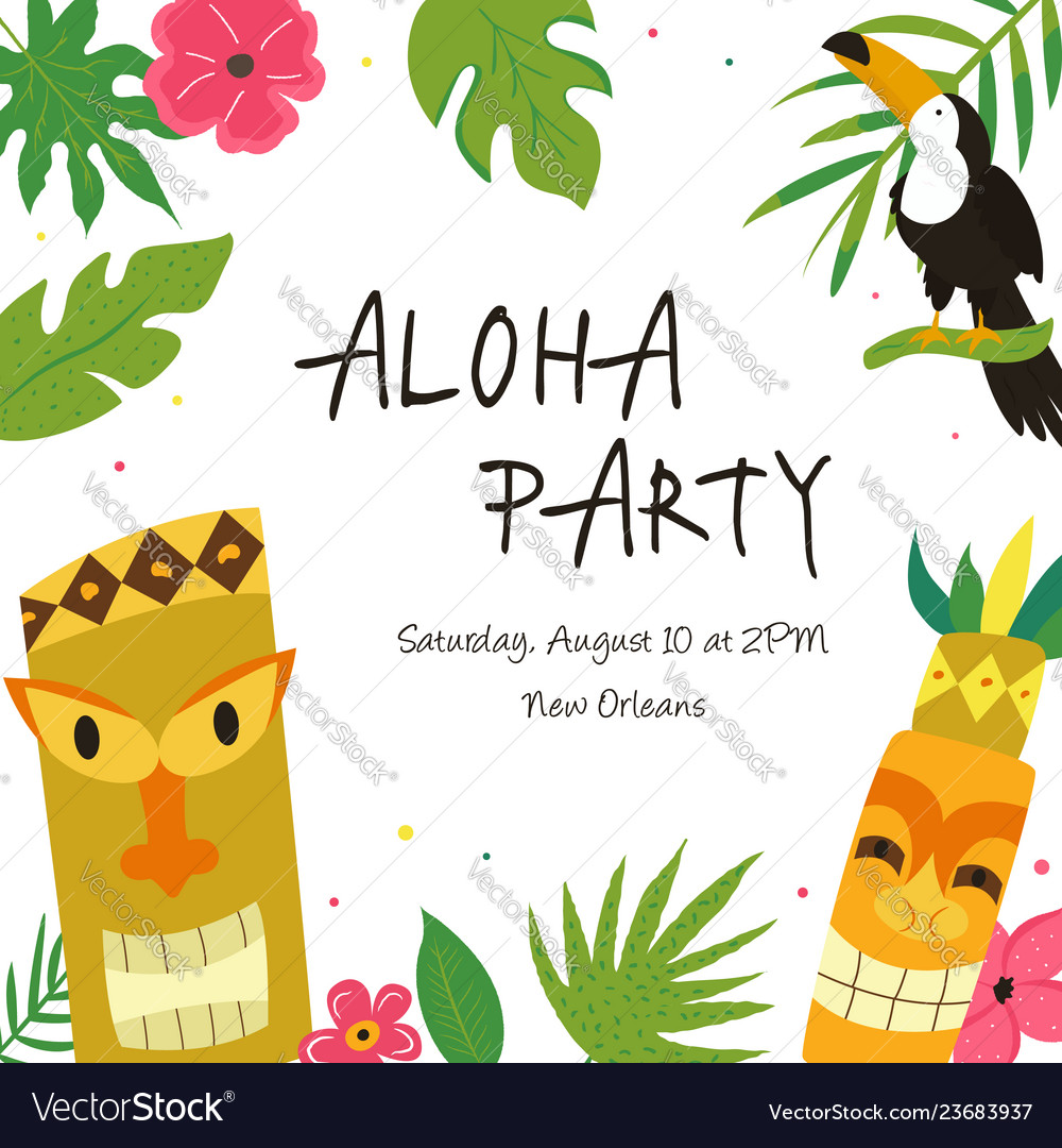 Hawaiian luau party invitation template banner Vector Image