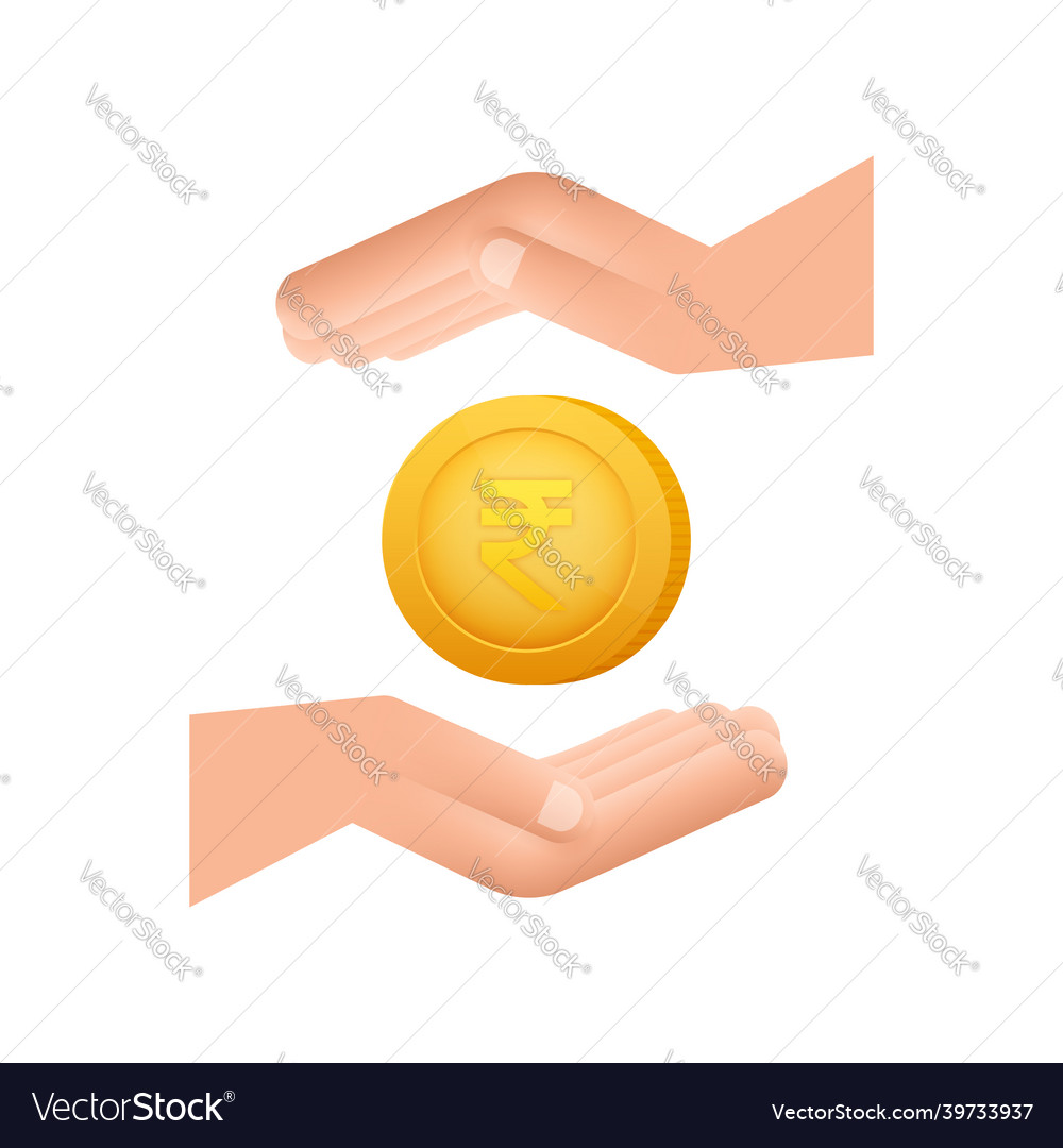 Rupee coin with hand great design for any