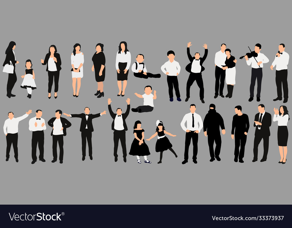 Silhouette black and white people on gray Vector Image
