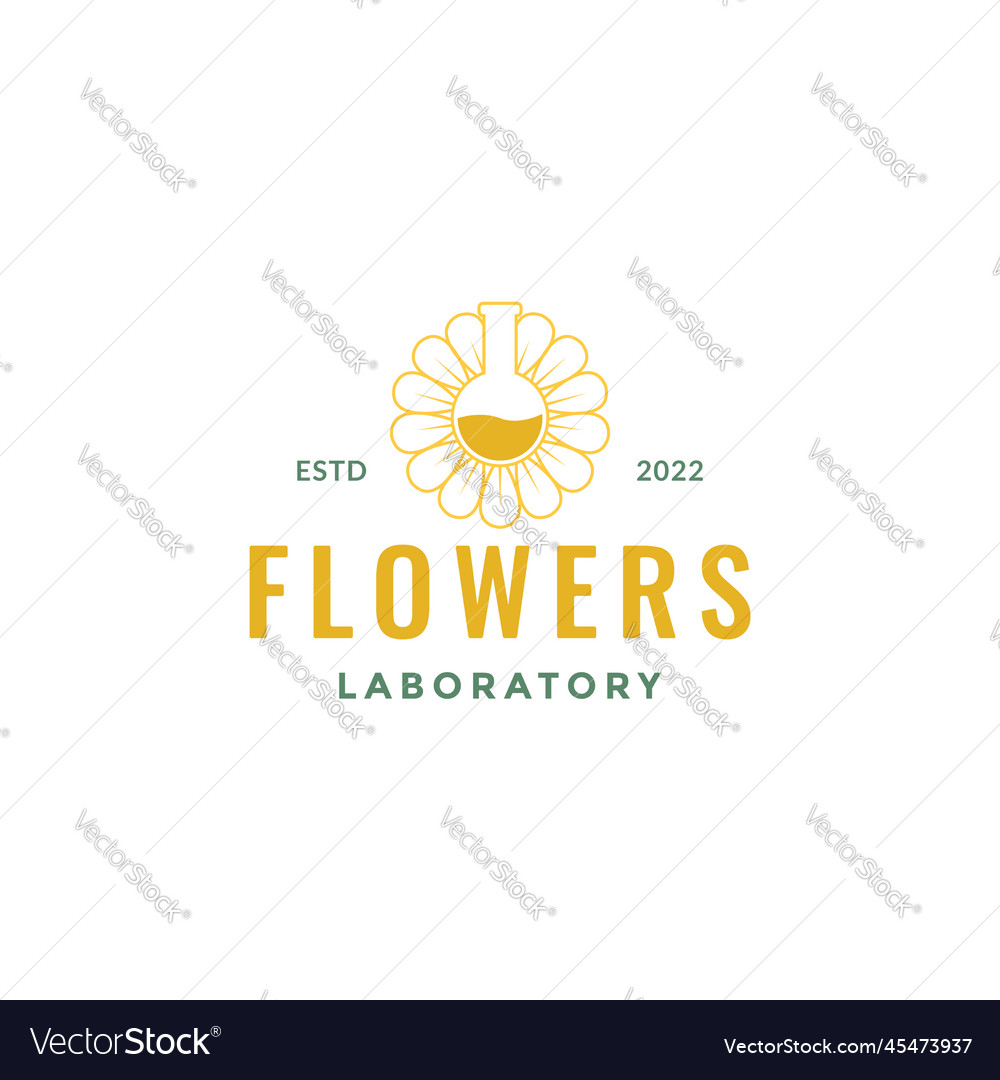 Sunflowers seed flower formula laboratory glass Vector Image