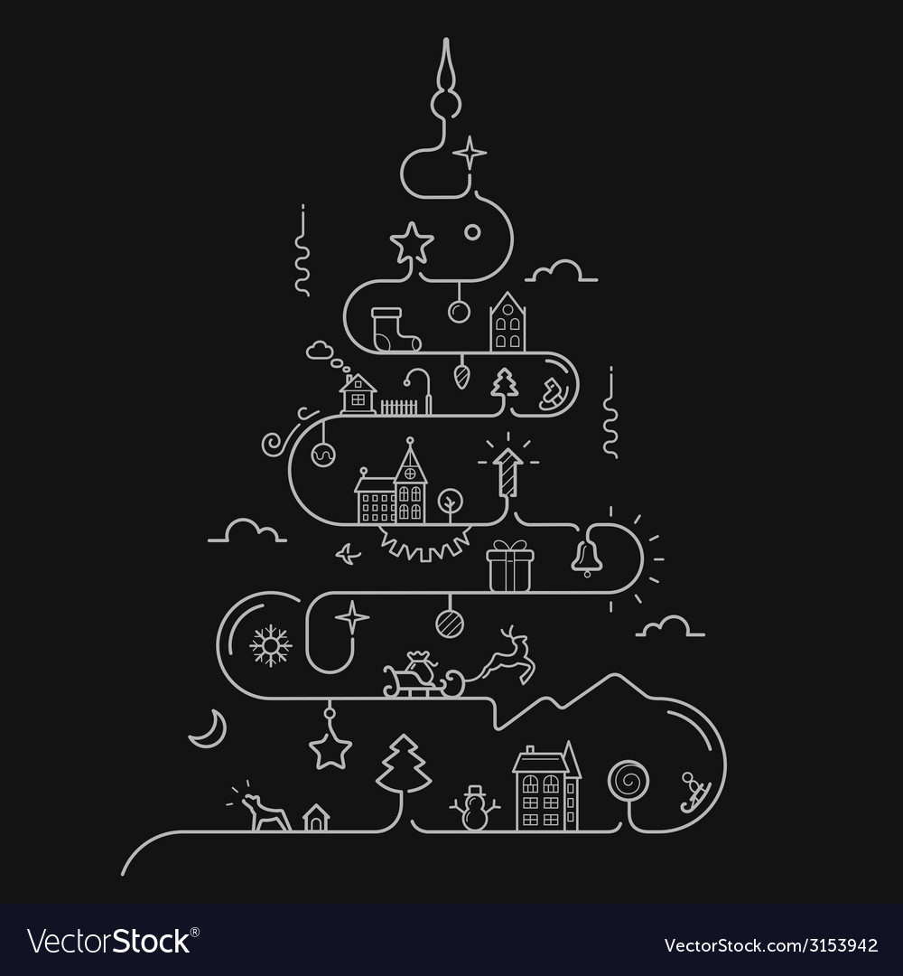 Abstract christmas tree in line style