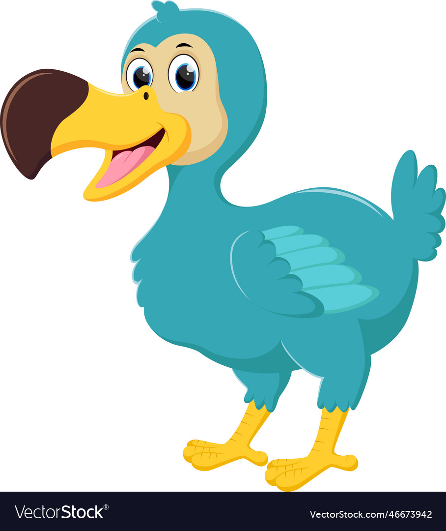 Cartoon happy dodo bird isolated on white Vector Image