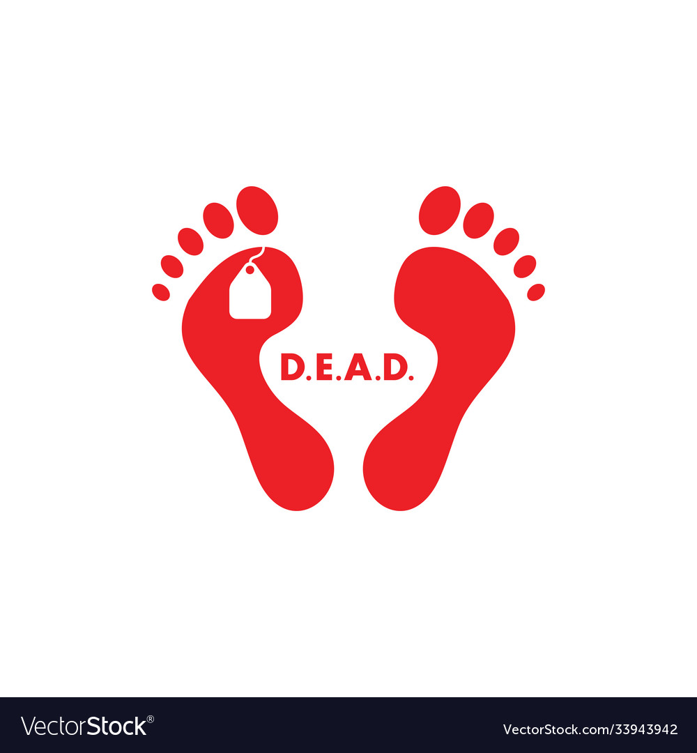 Feet Label Dead Body Symbol Royalty Free Vector Image