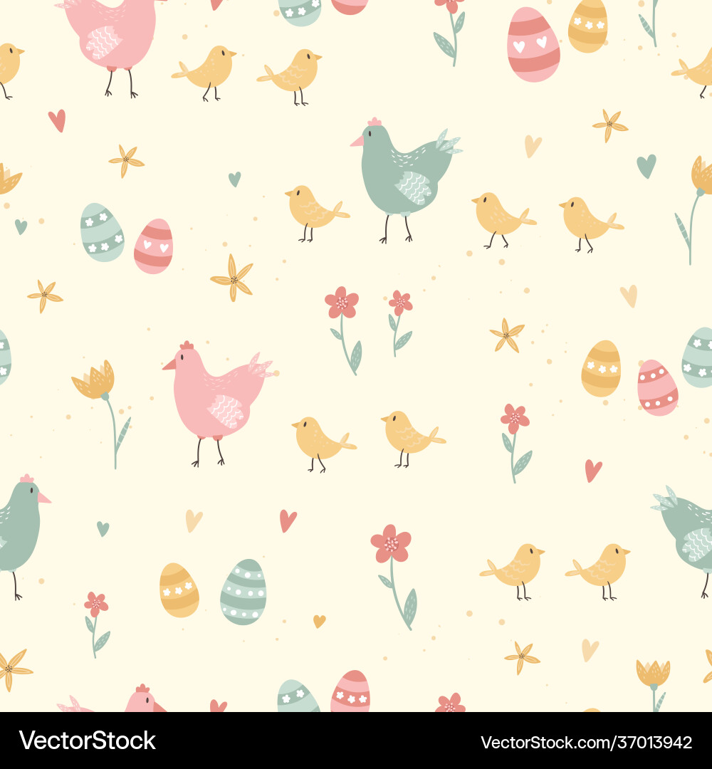 Lovely hand drawn easter seamless pattern cute Vector Image