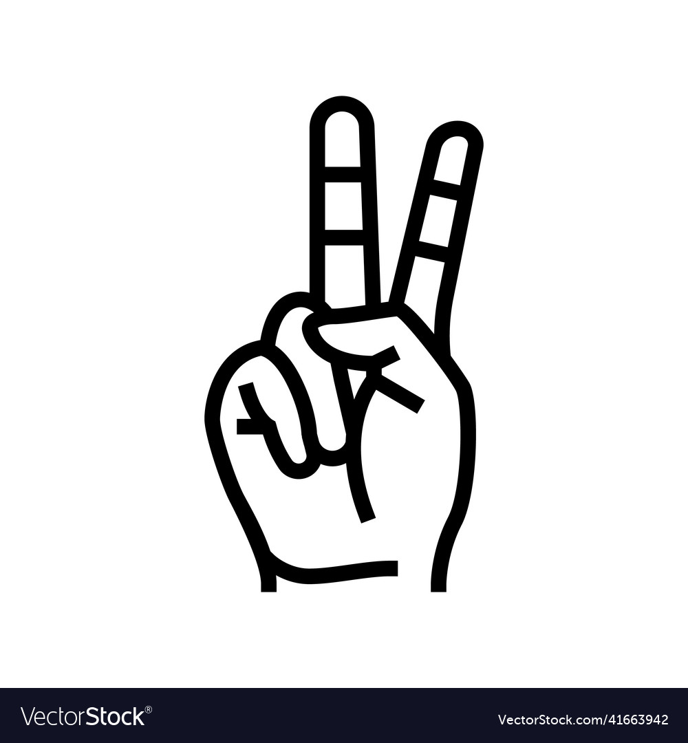 Peace hand gesture line icon Royalty Free Vector Image