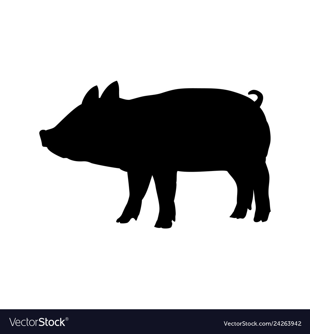 Download Piggie baby pig farm mammal black silhouette Vector Image