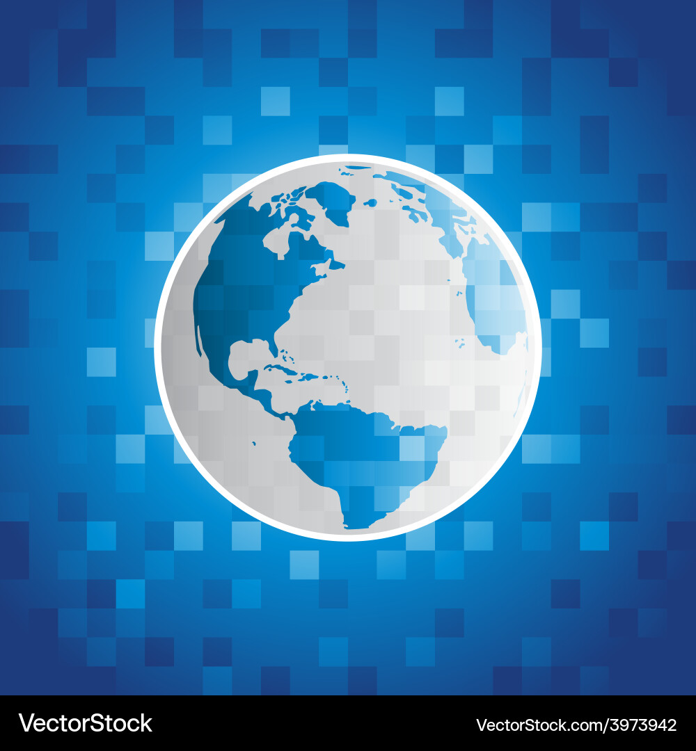 Pixel Planet Earth Royalty Free Vector Image Vectorstock