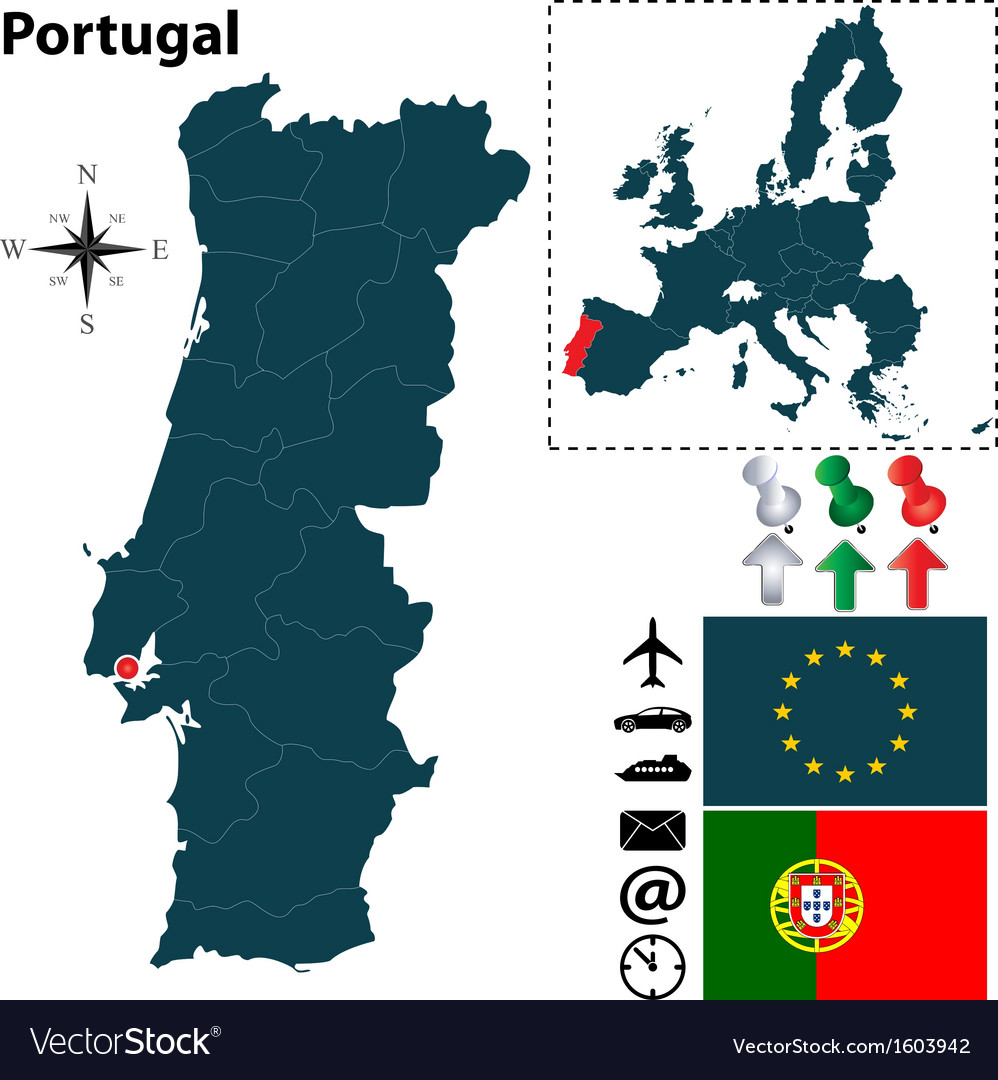 Map of portugal Royalty Free Vector Image - VectorStock