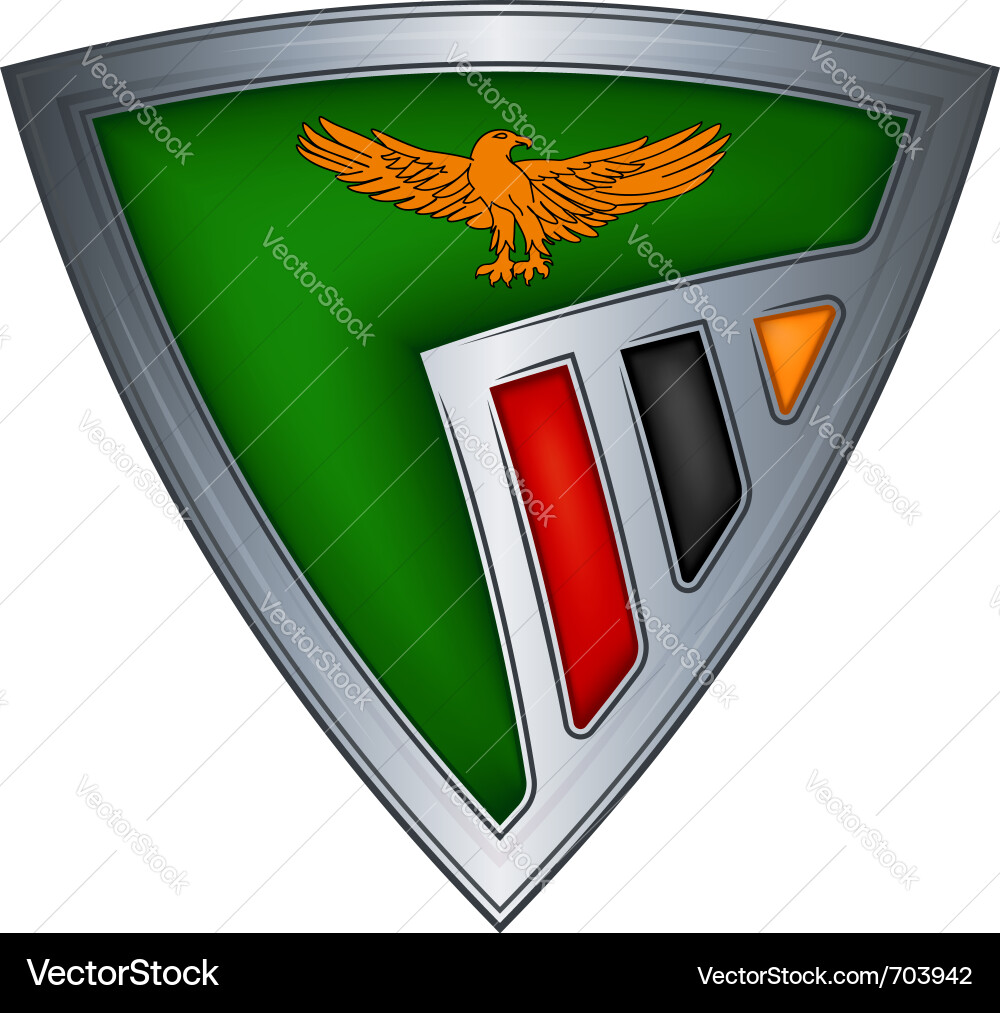 Steel shield with flag zambia Royalty Free Vector Image