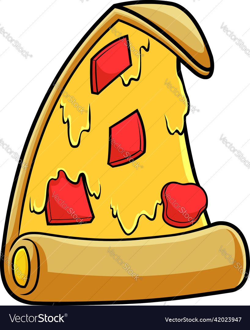 Cartoon pizza slice with salami Royalty Free Vector Image