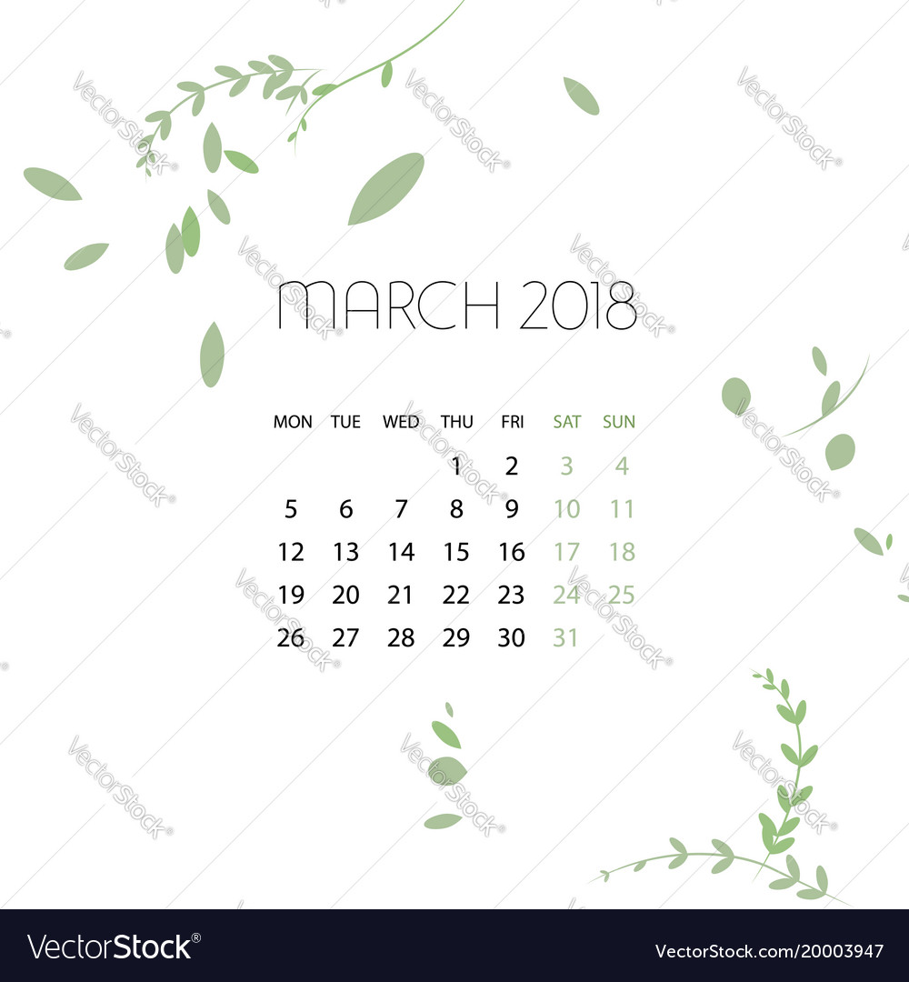 Design herb template calendar 2018 Royalty Free Vector Image