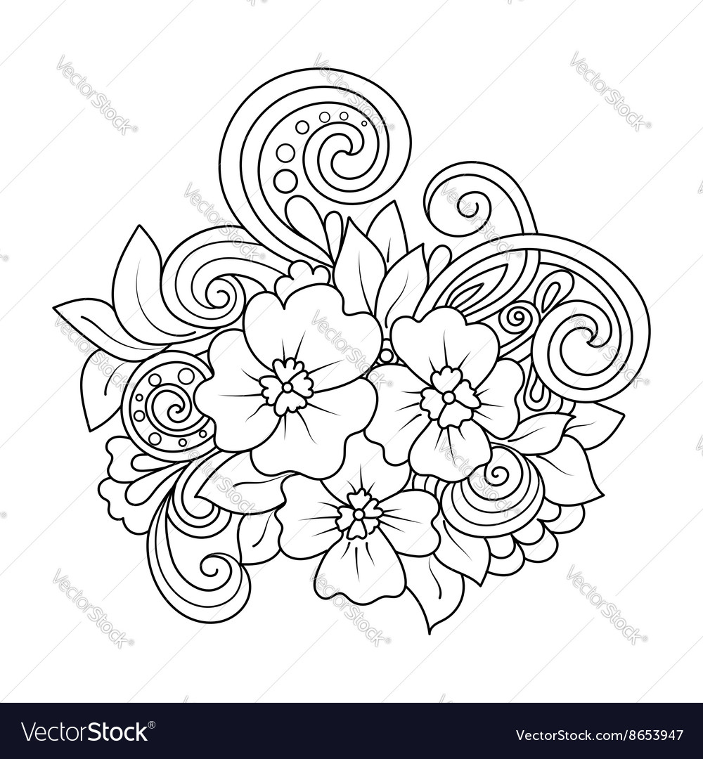 Doodle art flowers Royalty Free Vector Image - VectorStock