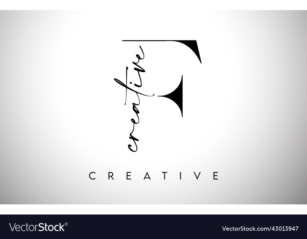 F letter design with creative cut and serif font Vector Image