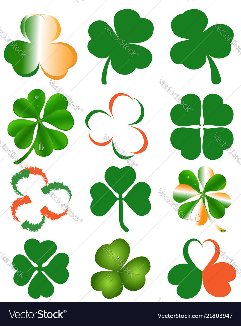 Set of clover leaves - st patricks day symbol Vector Image