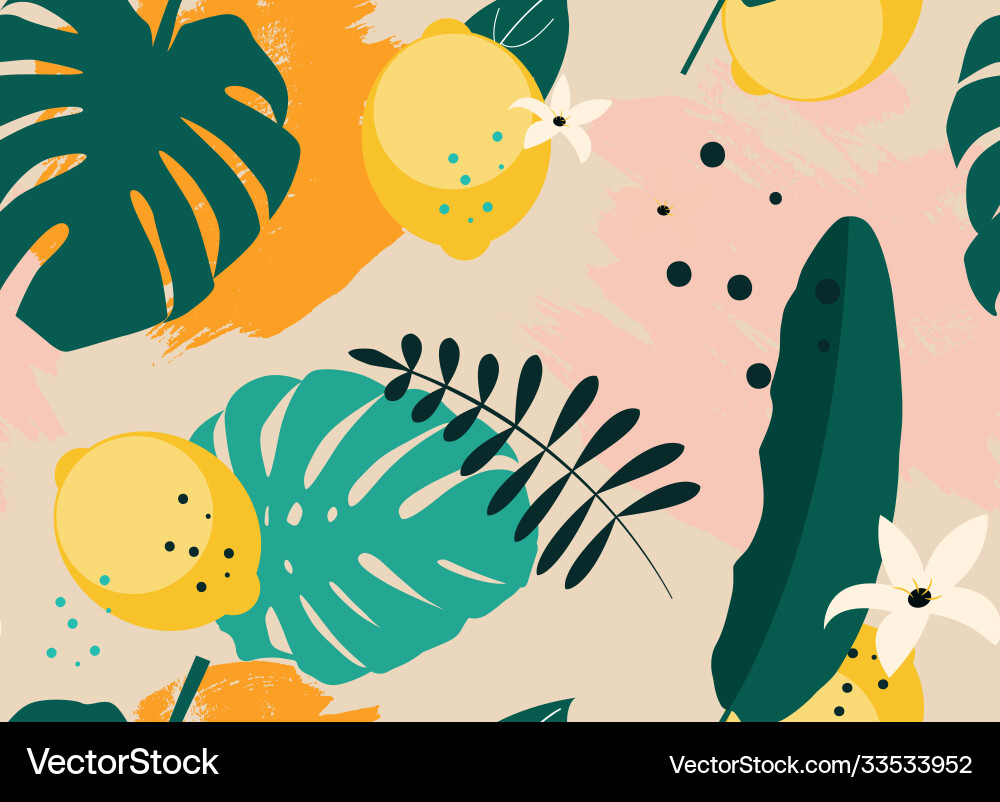 Abstract seamless pattern background with lemon Vector Image