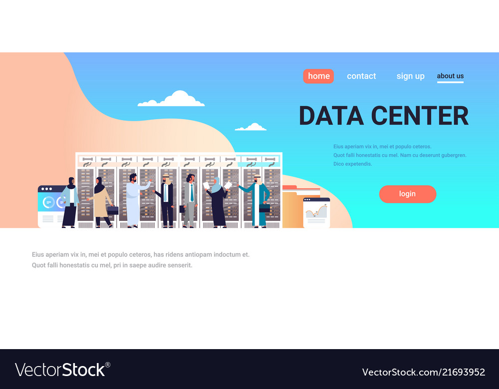 Arabic people working data center room hosting