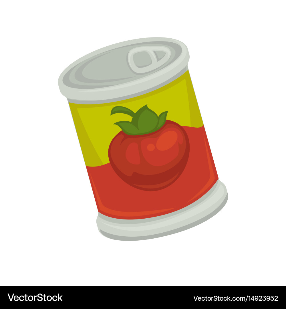 Cartoon canned strawberry in bright container Vector Image