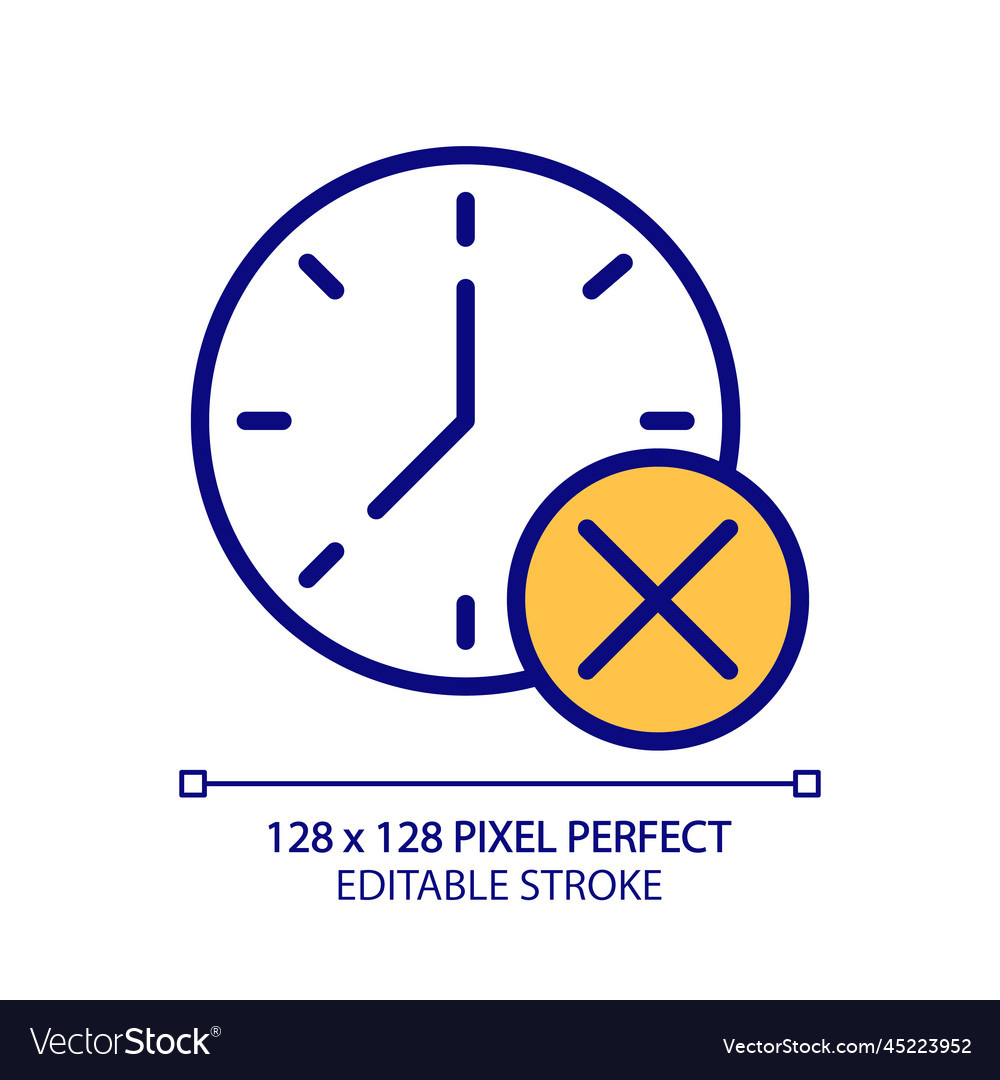 Clock with cross mark pixel perfect rgb color icon