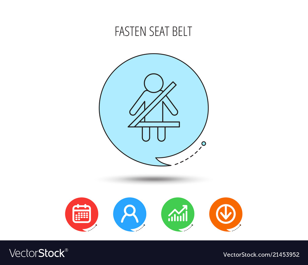 Fasten seat belt icon human silhouette sign