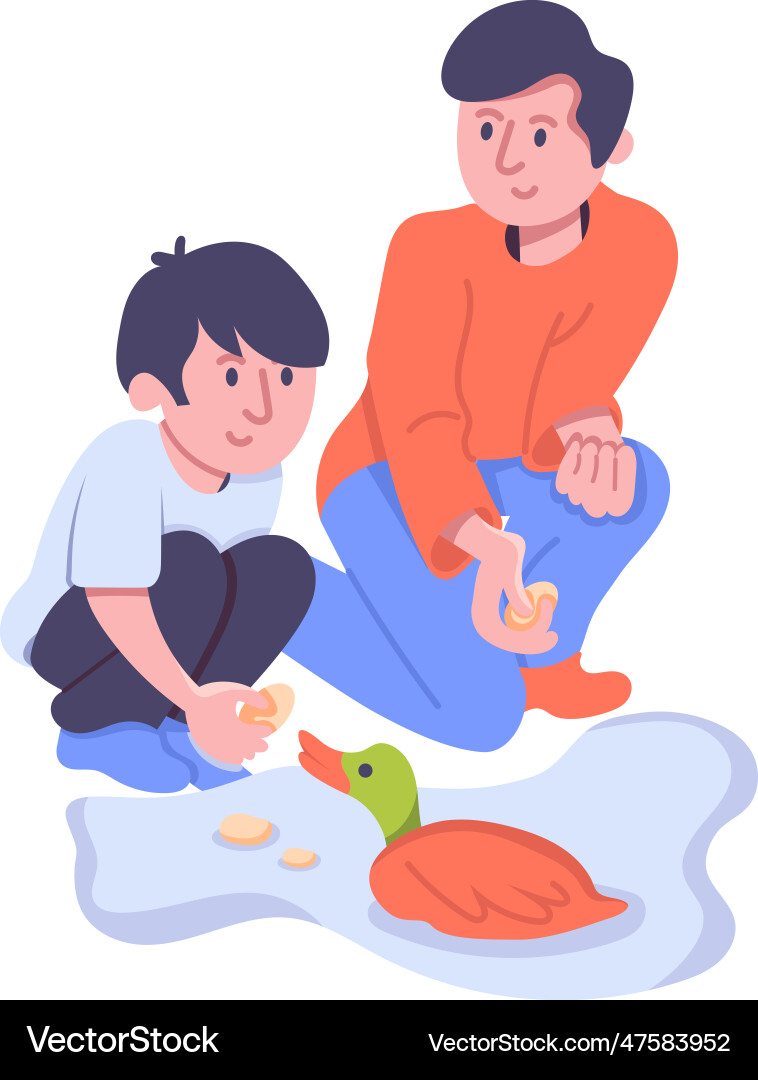 Feeding duck Royalty Free Vector Image - VectorStock