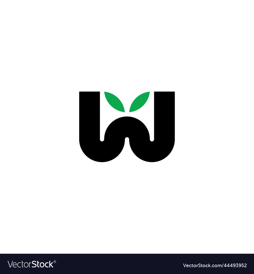 Letter w with leaves logo icon