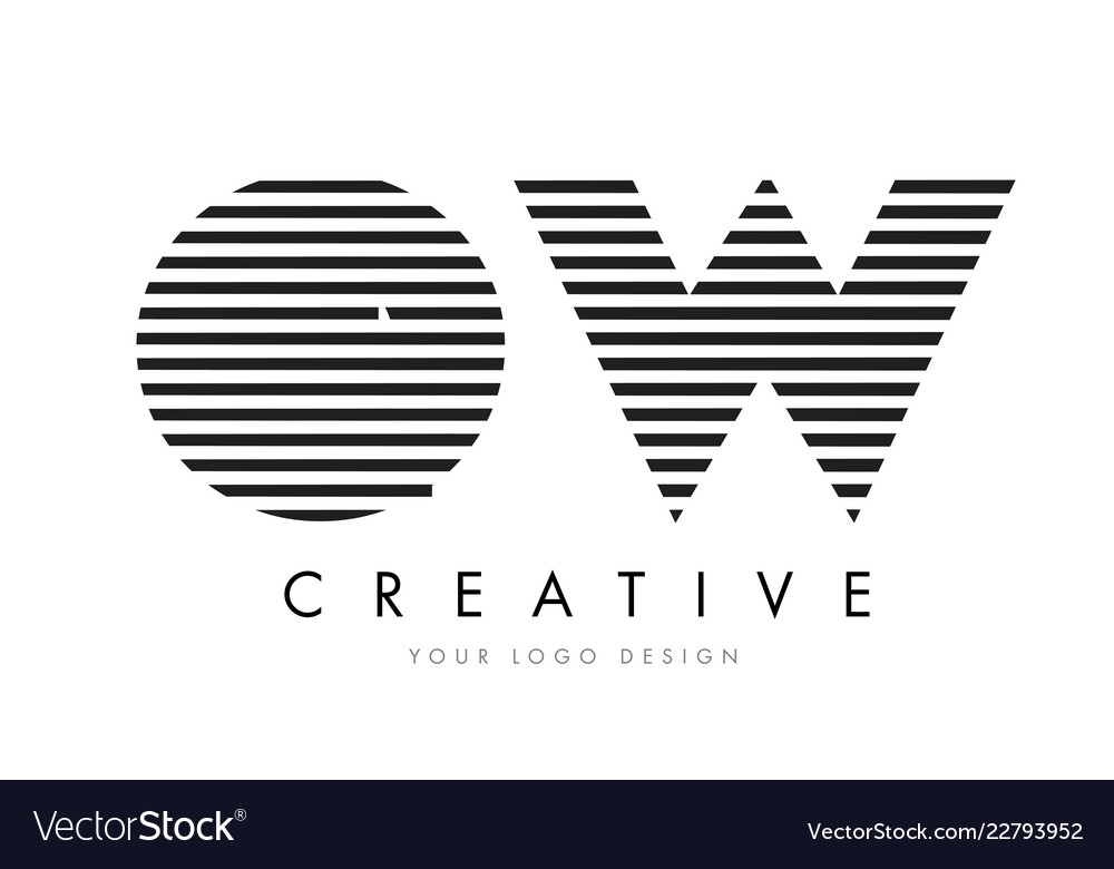 Ow o w zebra letter logo design with black