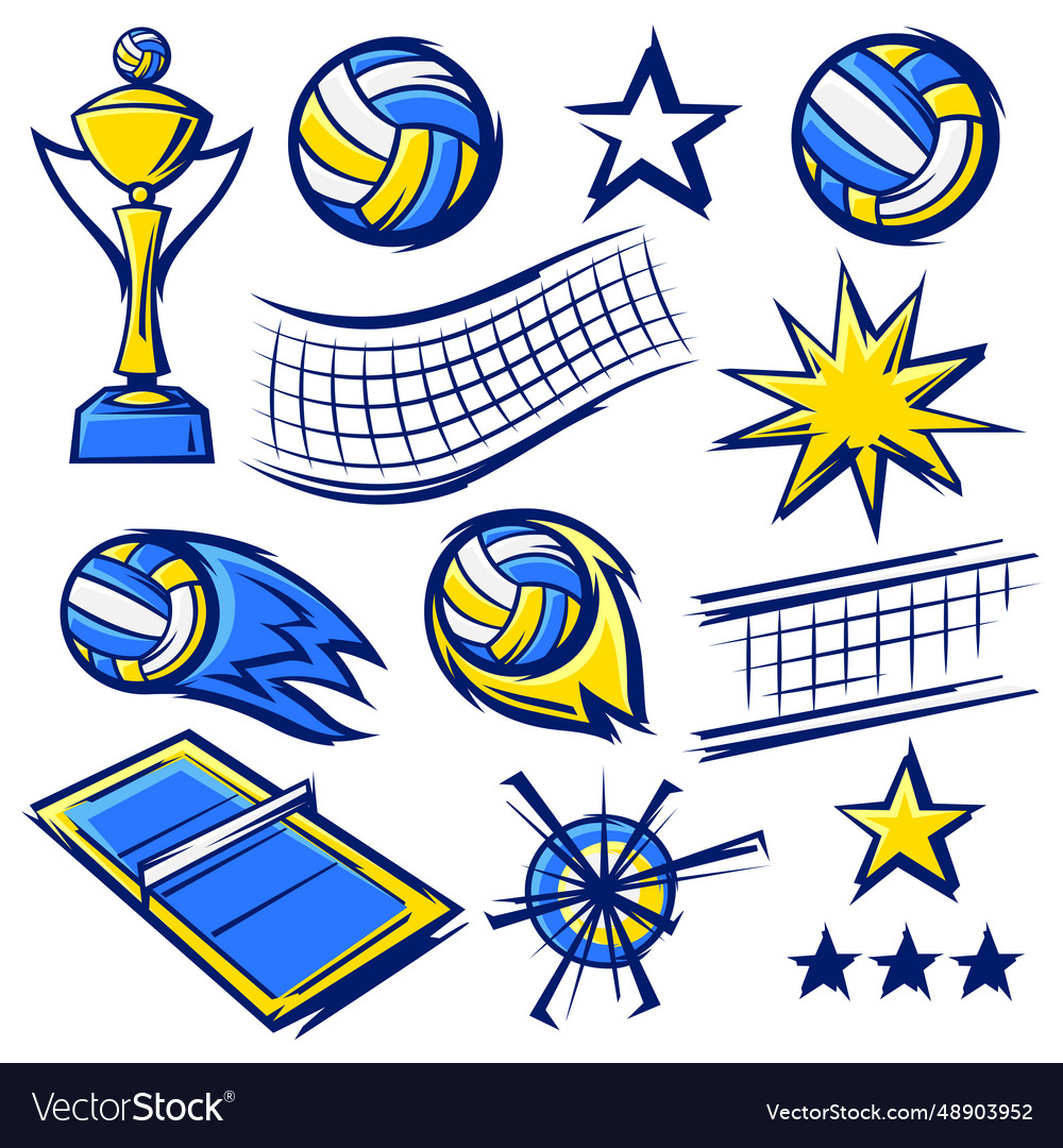 Set of volleyball symbols sport club Royalty Free Vector