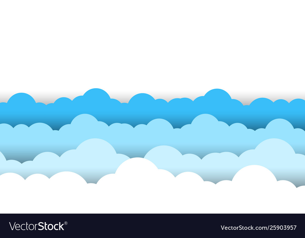 Blue sky white clouds border background Royalty Free Vector