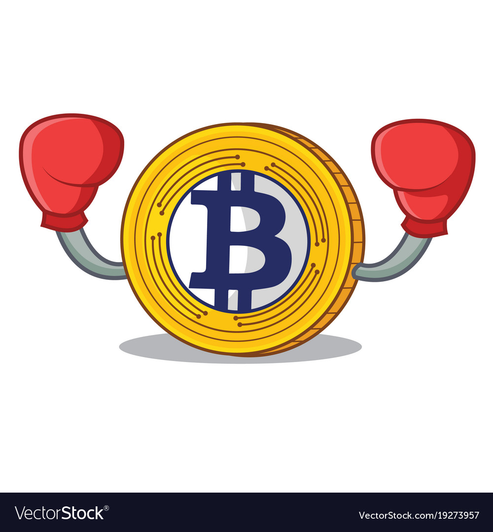 Boxing bitcoin gold character cartoon