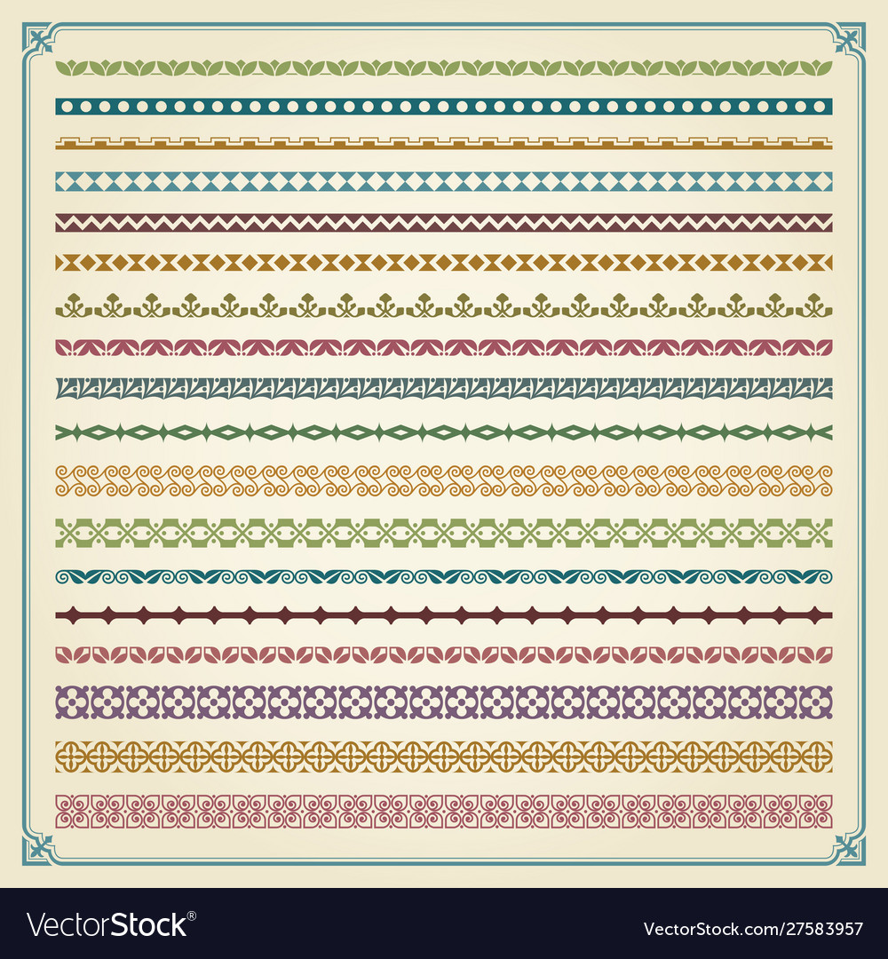 Calligraphic colorful borders in retro style