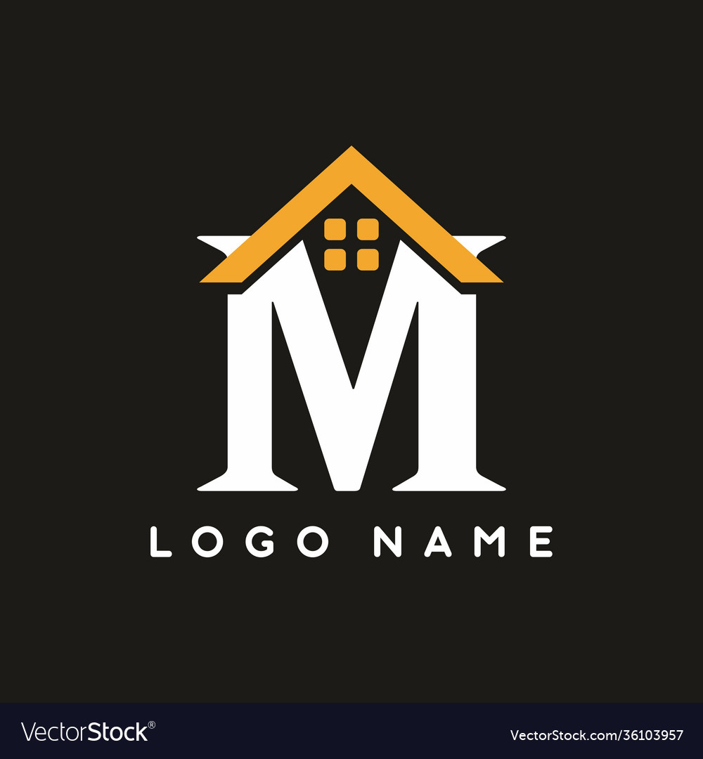 Classic m letter with house sign for real estate Vector Image