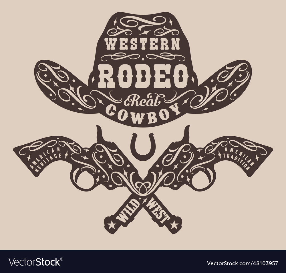 Cowboy rodeo monochrome vintage flyer Royalty Free Vector