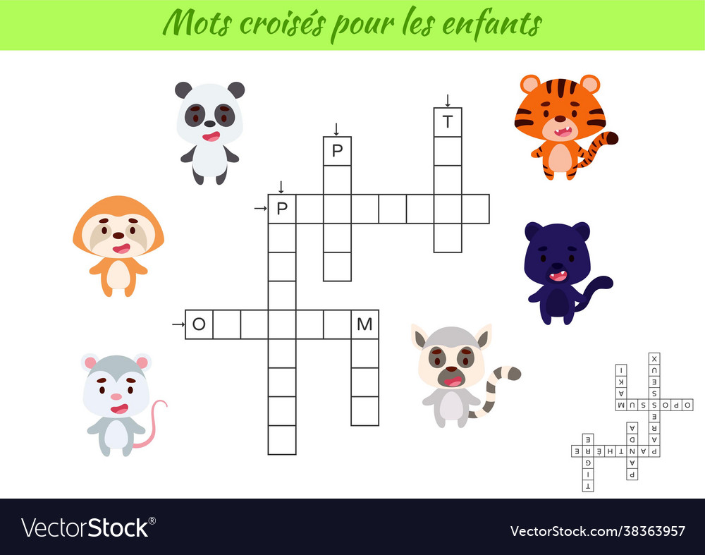 Crossword for kids in french with pictures