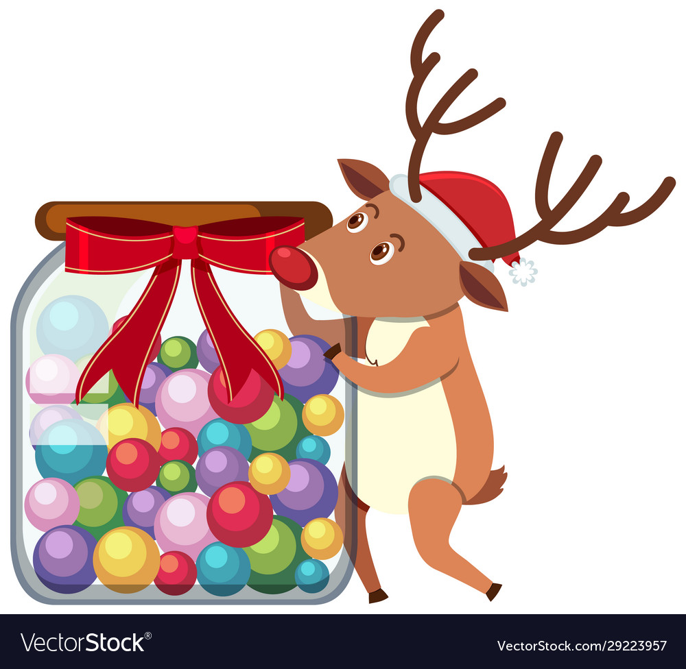 Reindeer Holding Jar Candy Royalty Free Vector Image