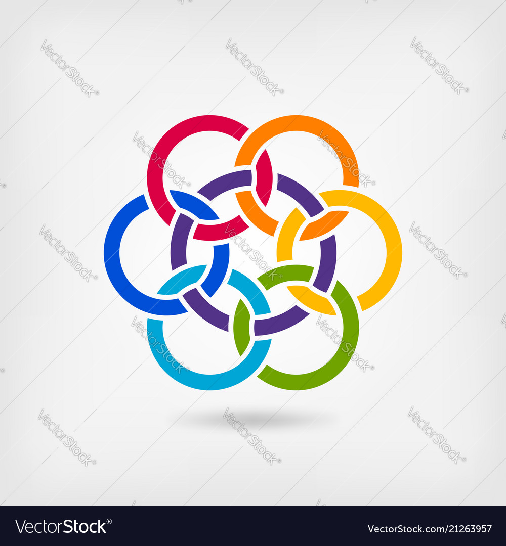 Seven interlocked circles in rainbow colors vector image Seven interlocked circles in rainbow colors