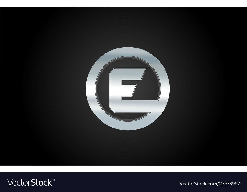 Silver metal alphabet letter e icon logo design Vector Image